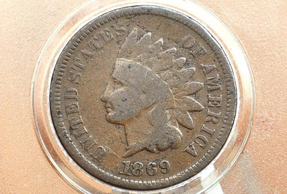 1869 Indian Head Penny - Key Date, Rarest of the 1860's - AG to G (Good) Condition / Grade - 1869 Cent