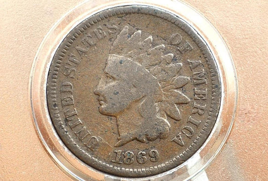 1869 Indian Head Penny - Key Date, Rarest of the 1860's - AG to G (Good) Condition / Grade - 1869 Cent