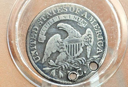 1834 Capped Bust Half Dime - VF Details, Holed - 1834 Silver Capped Bust 5 Cent - Early American Coin, 1834 Half Dime