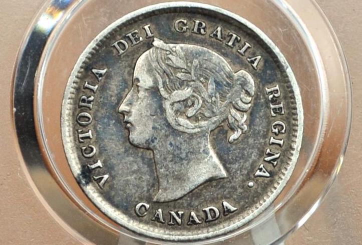 1893 Canadian Silver 5 Cent Coin - Choose by Grade - Queen Victoria - Canada 5 Cent Sterling Silver 1893 Canada