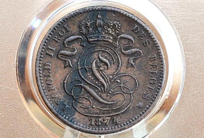 1874 Belgian 1 Centimes - XF+ - Leopold I - 1874 Belgium 1 Cent, Incredible Coin for a collection