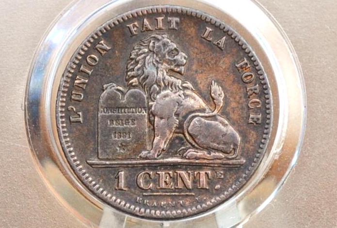 1874 Belgian 1 Centimes - XF+ - Leopold I - 1874 Belgium 1 Cent, Incredible Coin for a collection