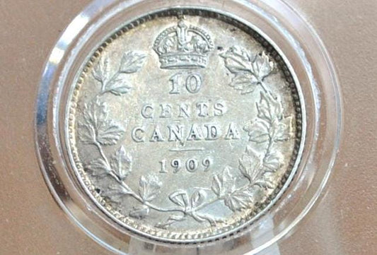 1909 Canadian Ten Cent - Choose by Coin / Grade - Victorian Leaves (Small / Narrow) 10 Cent Canada 1909 10 Cent Silver - 1909 Dime Canada