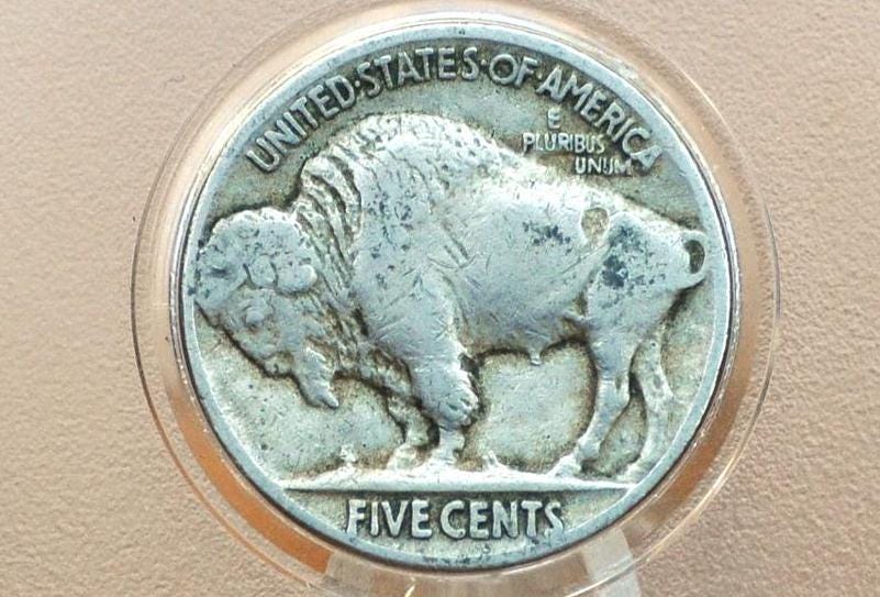 1919 Buffalo Nickel - VG-VF (Very Good to Very Fine); Choose by Grade - Philadelphia Mint - Clear Date - 1919P / 1919-P Indian Head Nickel