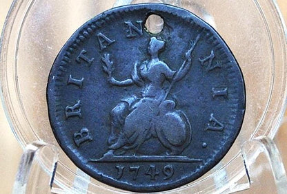 1749 UK Halfpenny - Great Details / Overall Condition - 1749 Great Britain 1/2 Penny - Copper Half Penny 1749