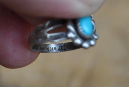 Vintage Bell Trading Post Sterling Ring Turquoise Stone, Size 3, Authentic Native American Jewelry, Authentic Turquoise Ring, 925 Silver