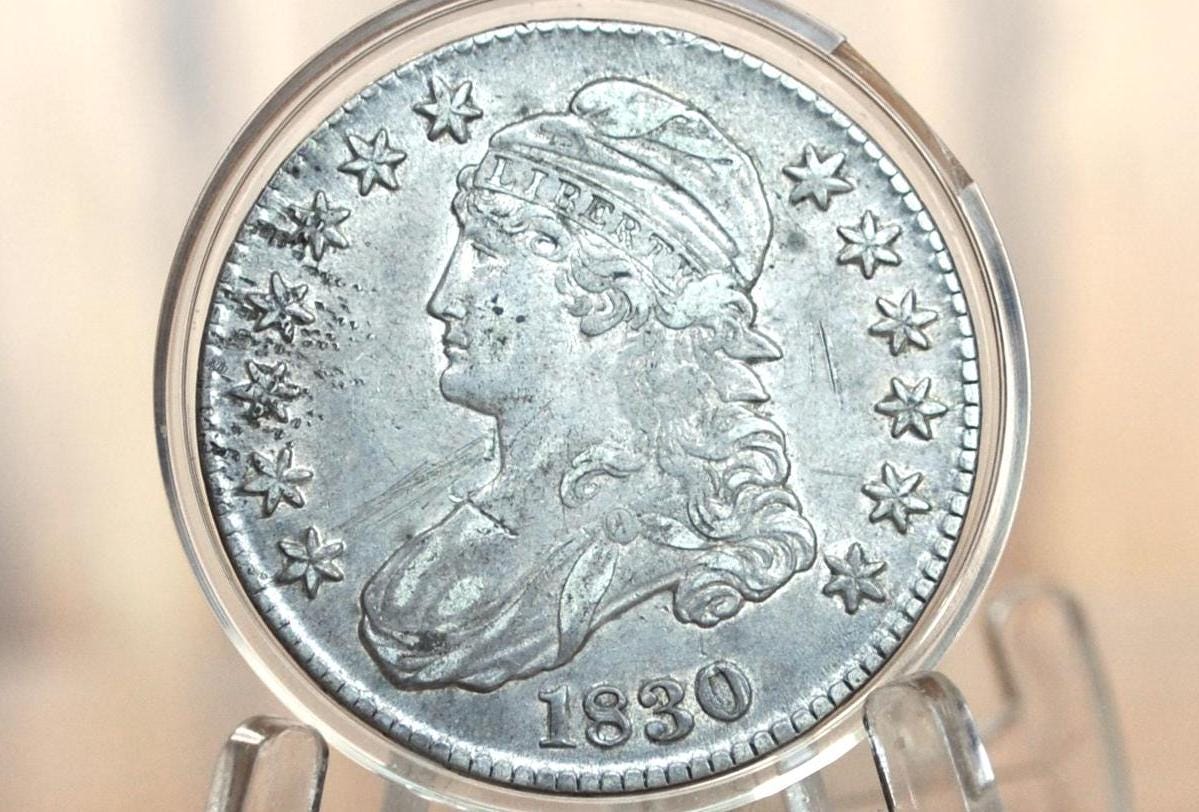 1830 Capped Bust Half Dollar - AU; Great Coin, 1830 Half Dollar US Half Dollar 1830, Rare Early Half, Early American Coin