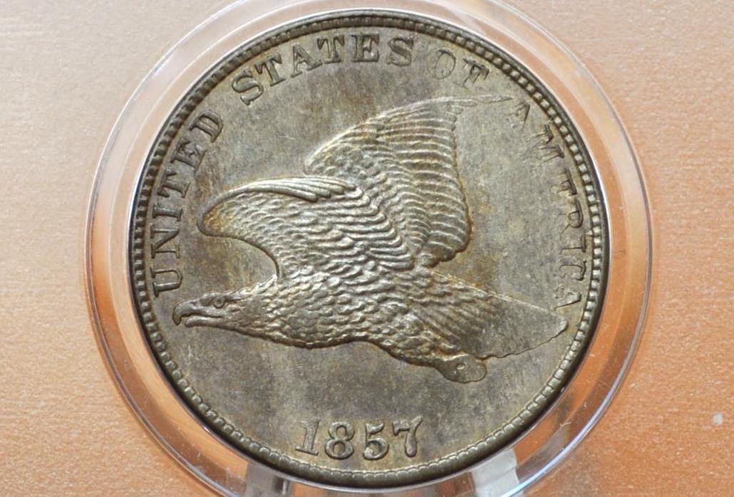 1857 Flying Eagle Penny - Choose by Grade / Condition - Great Date - Rare Penny Type - Two years of production - 1857 Cent - 1857 Penny