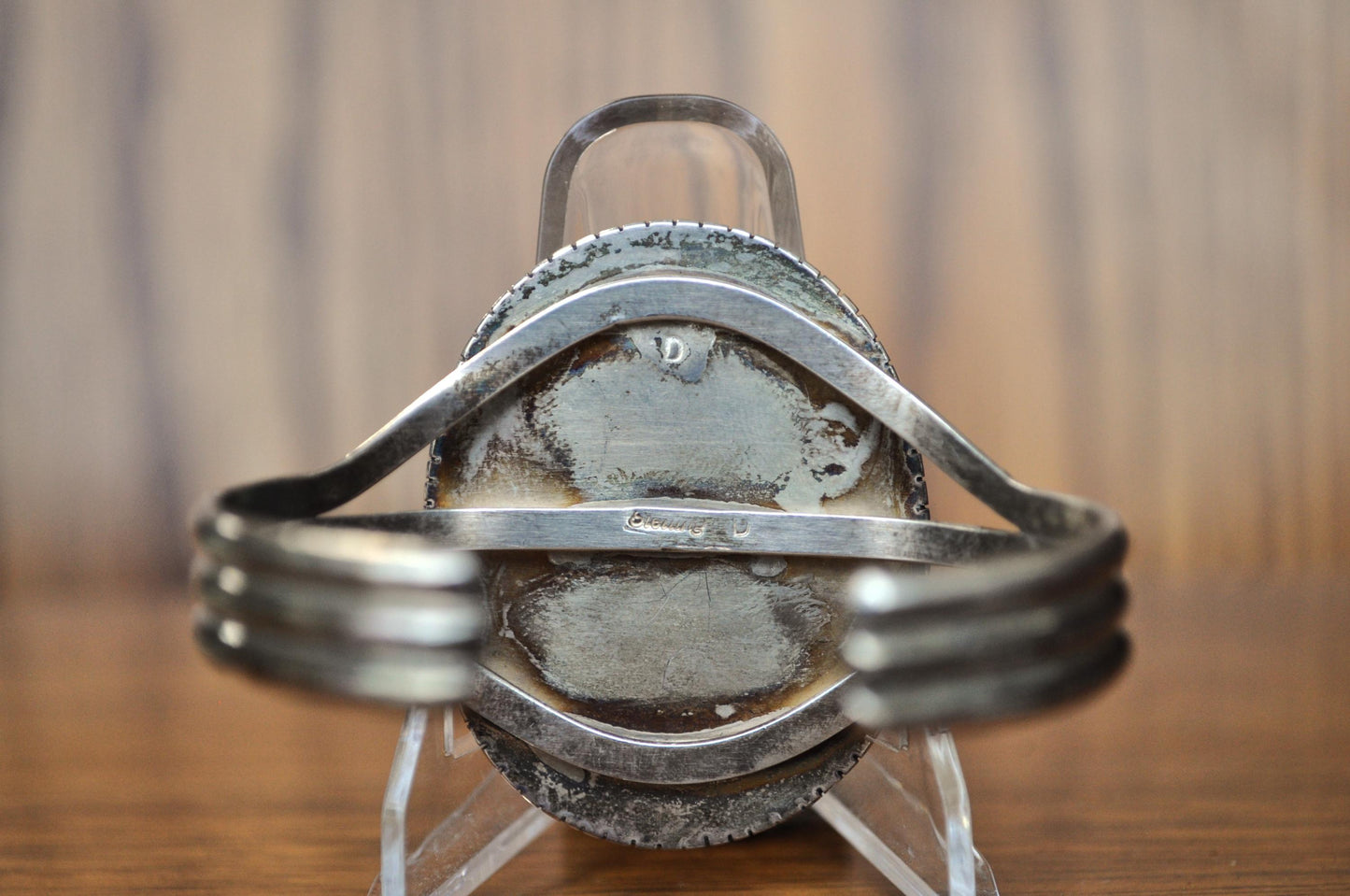 Vintage Navajo Sterling Silver Rhodochrosite Cuff Bracelet - Stunning Vintage "D" Stamped Sterling 925 Native American Rhodochrosite Cuff