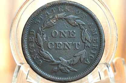 1842 Braided Hair Large Cent - F (Fine), Small Date Type - 1842 Coronet Cent - 1842 US Large Cent - Braided Hair 1839 to 1857