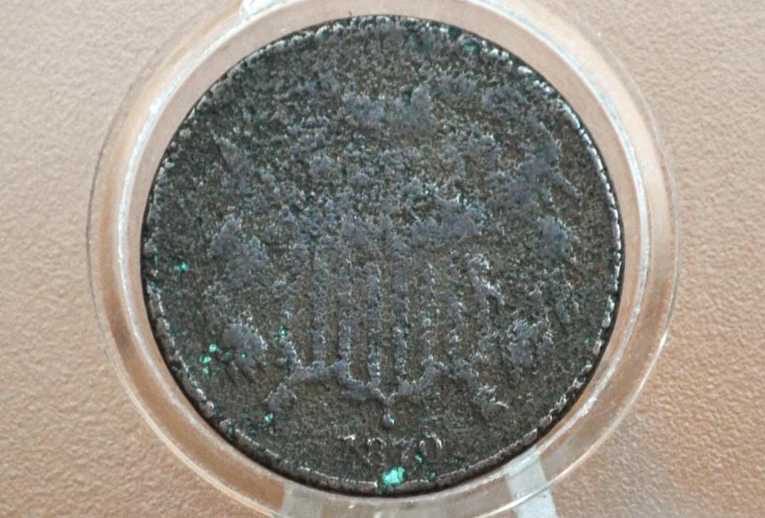 1870 Two Cent US Coin - VG-F (Very Good to Fine) Grade / Condition - Civil War Era - 1870 2 Cent Piece 1870 US Two Cent Coin