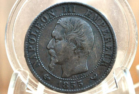 1855 French 5 Centimes - XF - Cinq Centimes 1855 France - Napoleon III - 1855 Coin - Antique French Coins