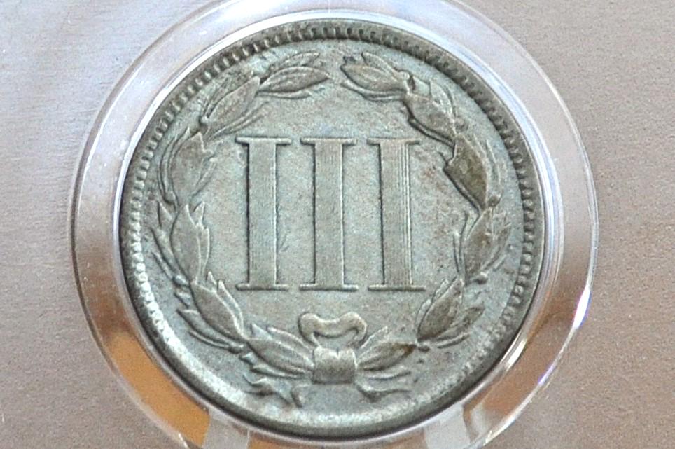 1871 Three Cent Nickel US Coin - VG/F Grade / Condition, Civil War Era 3 Cent Nickel 1871