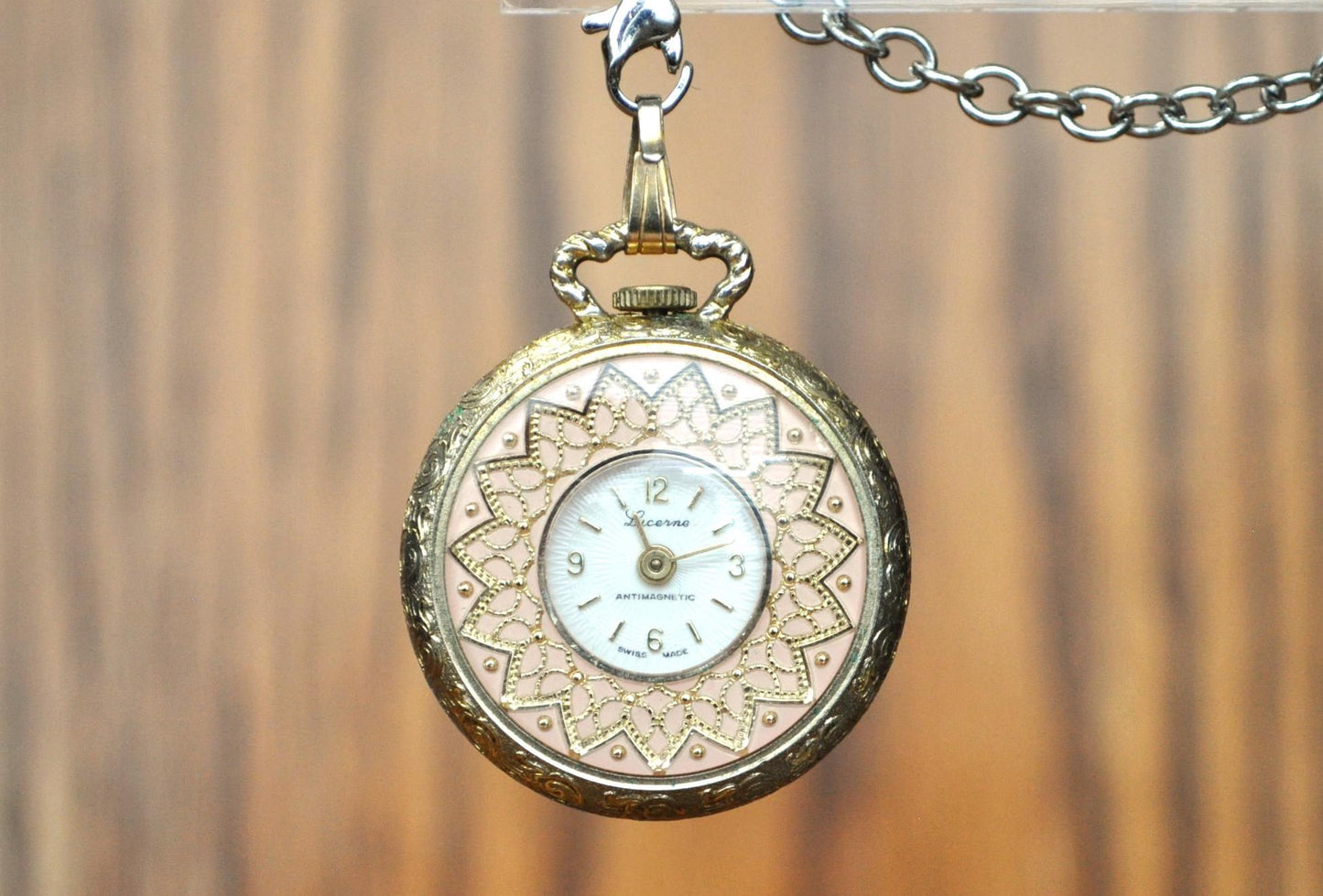 Vintage Lucerne Gold Tone Pocket Watch Pendant - Antique Gold Tone Watch - Not Working!