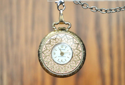 Vintage Lucerne Gold Tone Pocket Watch Pendant - Antique Gold Tone Watch - Not Working!