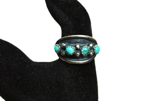 Vintage Navajo Turquoise Stone Ring, Size 7.5, Native American Jewelry, Turquoise Ring