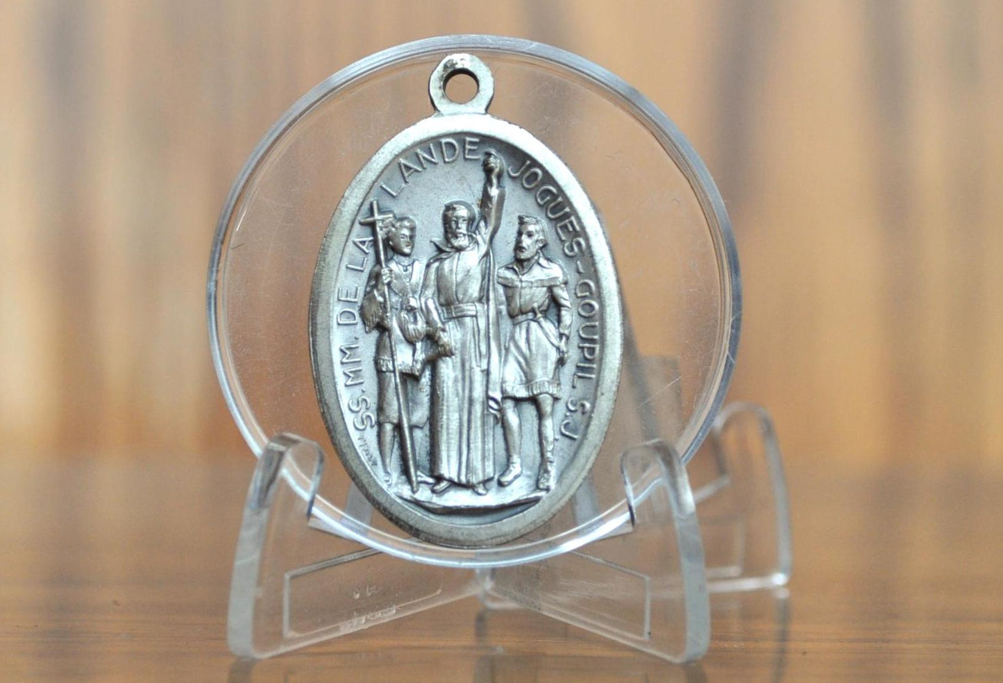 Vintage Saint Ketari Tekakwitha and 8 American Martyrs Charm - Lily of The Mohawks Charm - Saint Ketari Tekakwitha Charm Pendant