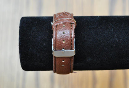 Antique Geneva Platinum Leather Watch - Vintage Platinum Geneva Wrist Watch - Does Not Work!