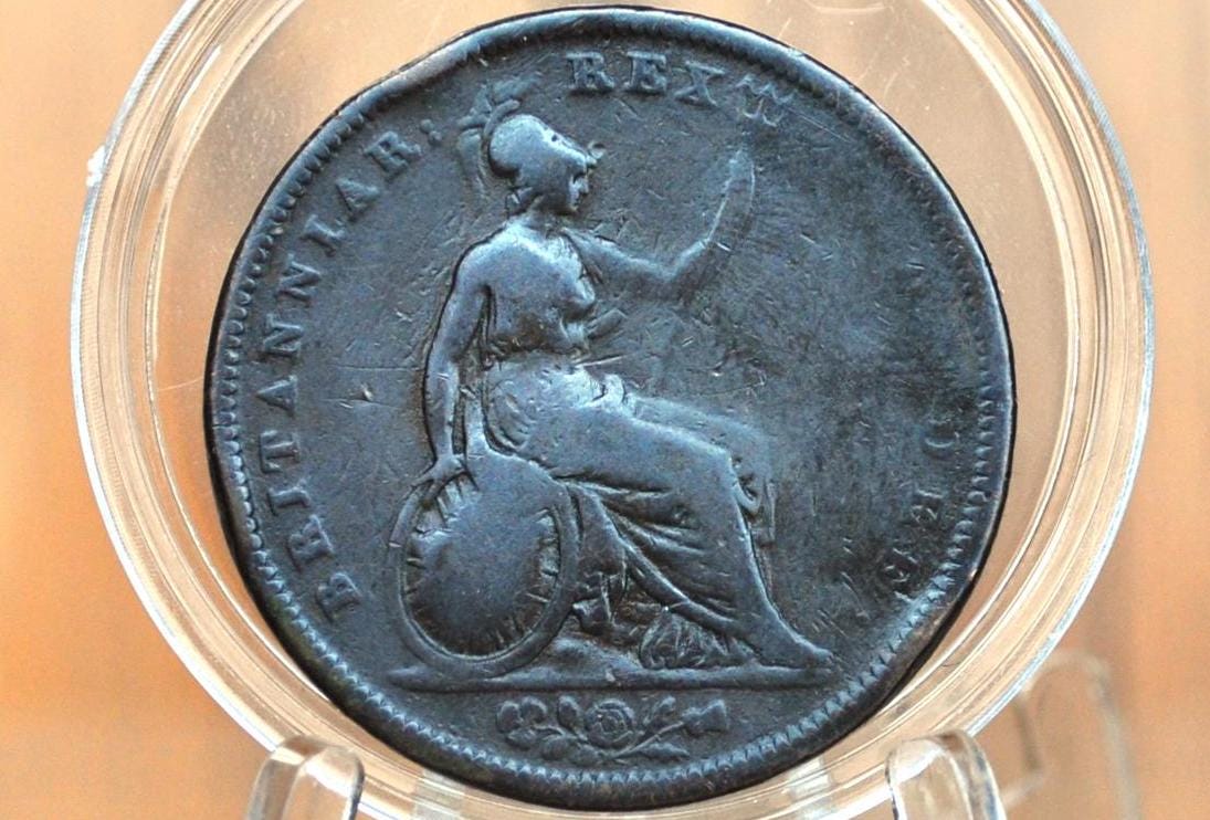 Rarer 1826 Great Britain One Penny - F+ Detail - UK Penny 1826 - King George III - British Penny 1826