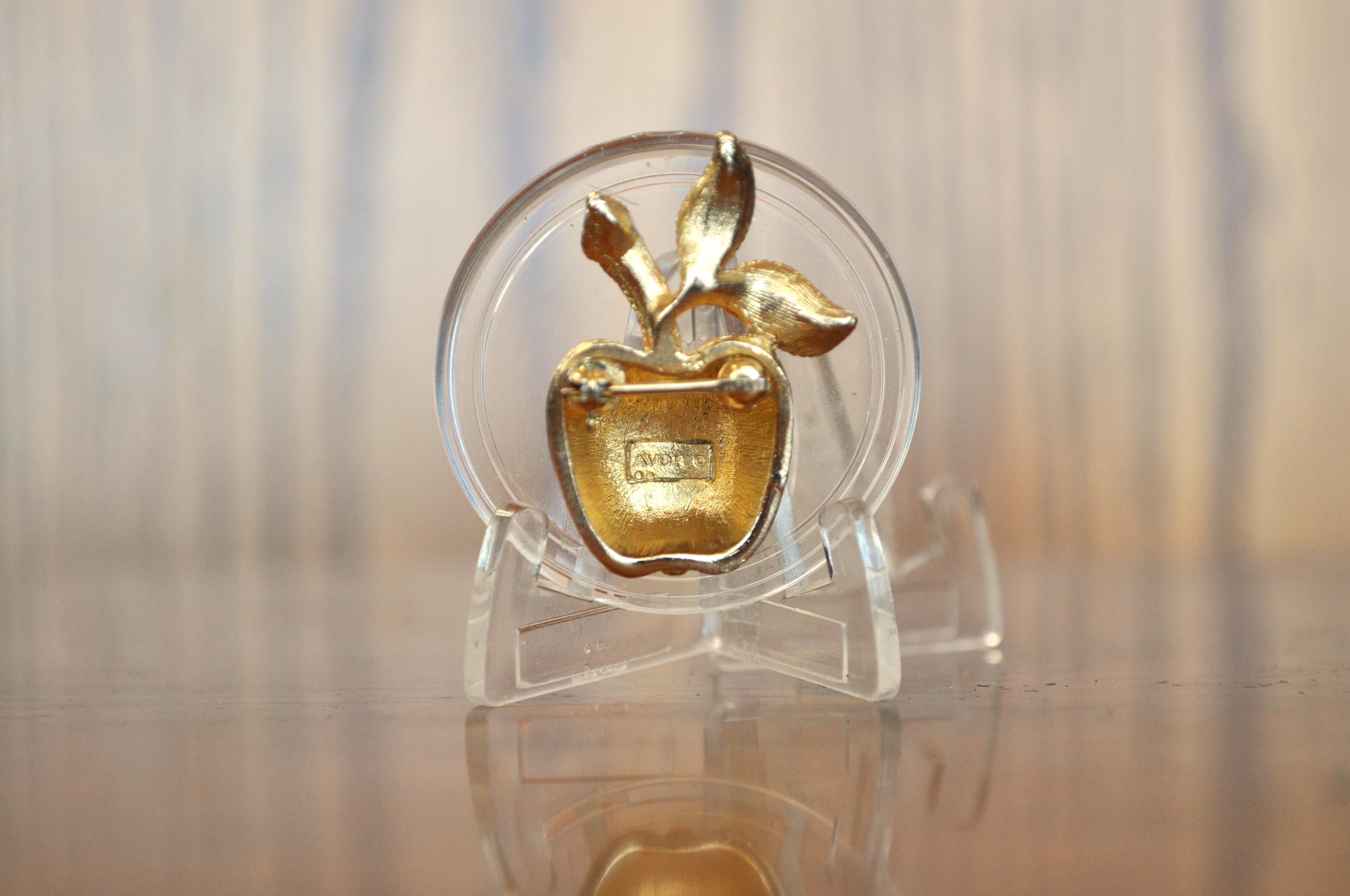 Vintage Avon Gold Brushed Apple Pin - 1974 Gilded Apple Brooch