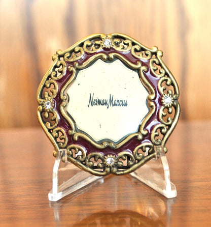 Vintage Neiman Marcus Jay Strongwater Mini Frame - Red Enamel Mini Frame - Vintage Neiman Marcus Rhinestone Mini Picture Frame