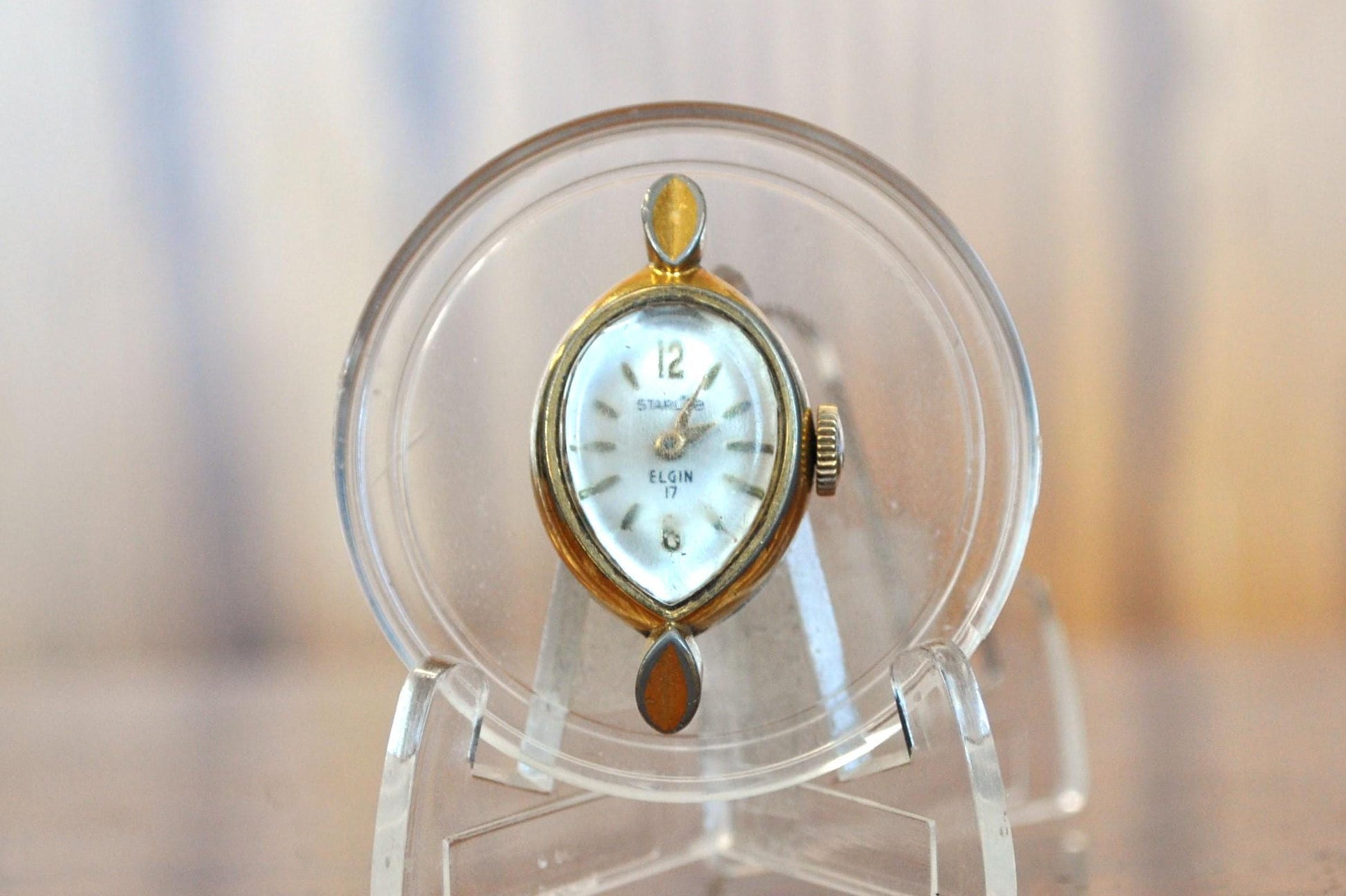 Vintage Starlite by Elgin Ladies 17 Jewel Yellow Gold Tone Windup Watch - Antique Starlite by Elgin Watch - Not Working