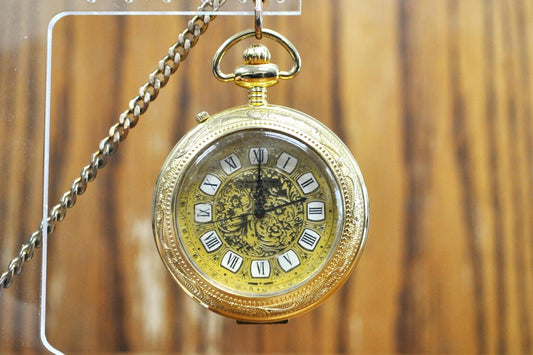 Vintage American Historic Society Gold Tone Pocket Watch Pendant - Not Working! - Antique American Historic Society Gold Tone Watch