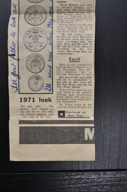 1969-71 British Decimal Day News Articles - Great Britian New Currency - 1971 Decimal Day Newpaper Clippings - British Monetary History