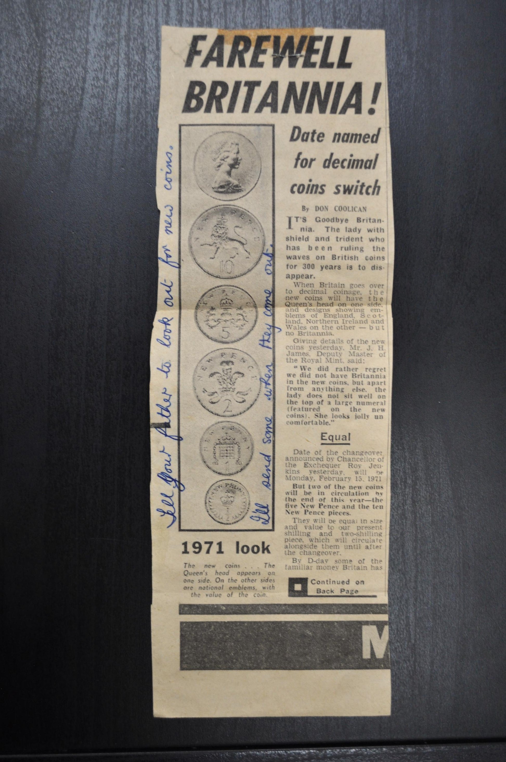 1969-71 British Decimal Day News Articles - Great Britian New Currency - 1971 Decimal Day Newpaper Clippings - British Monetary History