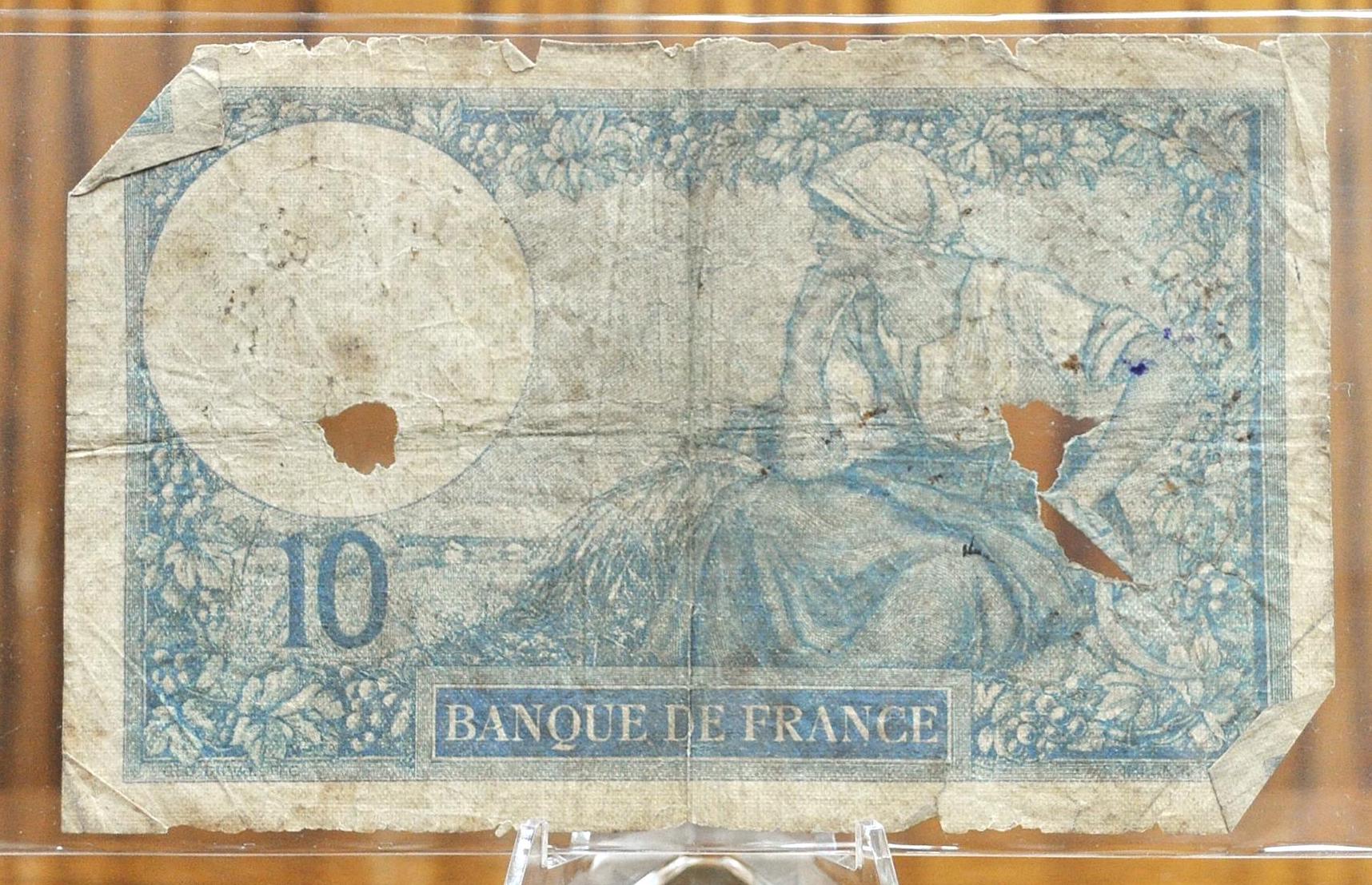 1940 Bank of France 10 Franc Banknote - WWII Era French Bank Note - Minerva Type - French Ten Francs Dix Francs Bank Note 1940 - P#84