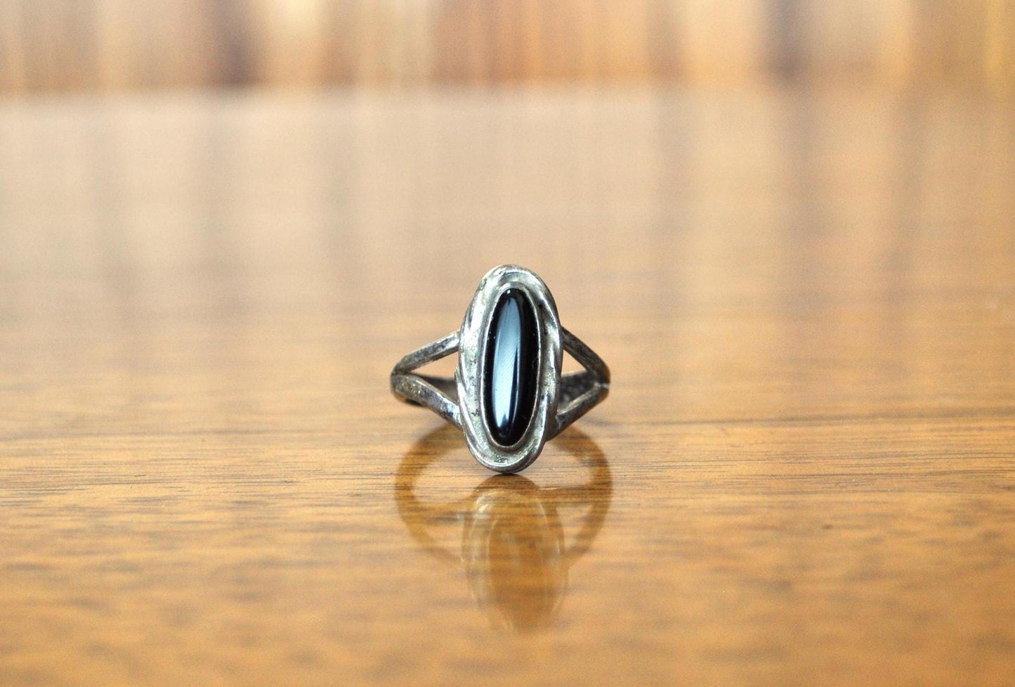 Vintage Sterling Silver Black Onyx Ring - Size 7 - Black Onyx Sterling Silver Ring