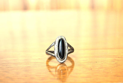 Vintage Sterling Silver Black Onyx Ring - Size 7 - Black Onyx Sterling Silver Ring