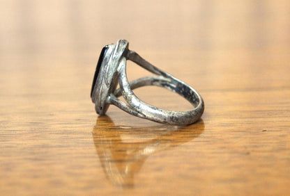 Vintage Sterling Silver Black Onyx Ring - Size 7 - Black Onyx Sterling Silver Ring