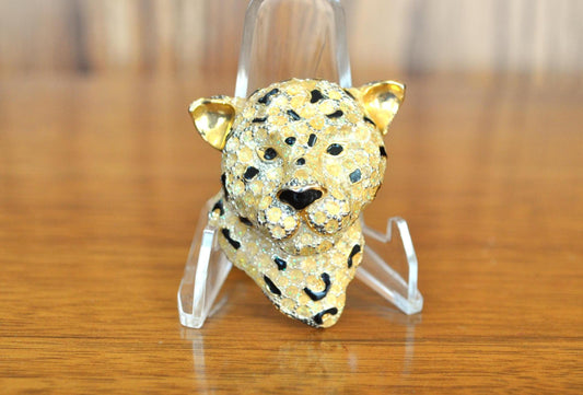 Rare Gold Black Enamel Leopard Brooch Pin - Leopard/Tiger Pin - Gold Black Enamel Tiger Pin