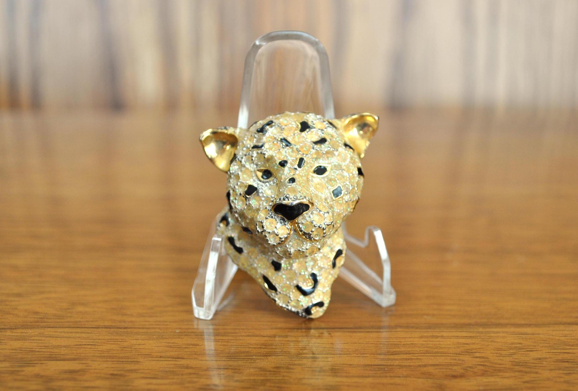 Rare Gold Black Enamel Leopard Brooch Pin - Leopard/Tiger Pin - Gold Black Enamel Tiger Pin