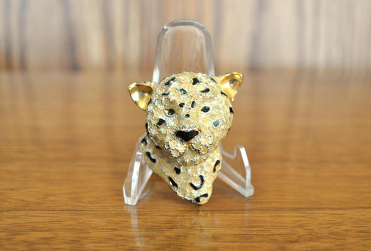 Rare Gold Black Enamel Leopard Brooch Pin - Leopard/Tiger Pin - Gold Black Enamel Tiger Pin