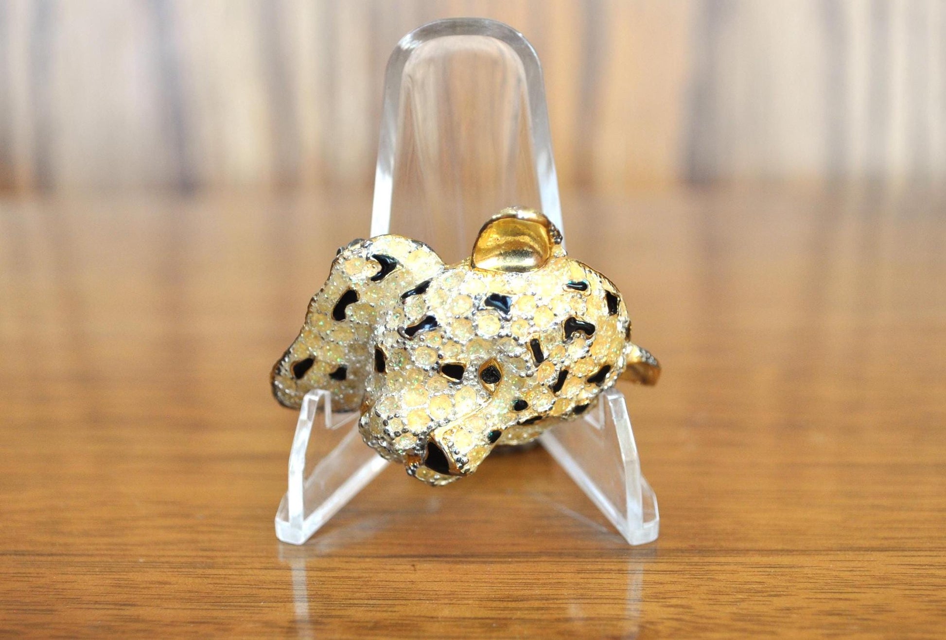 Rare Gold Black Enamel Leopard Brooch Pin - Leopard/Tiger Pin - Gold Black Enamel Tiger Pin