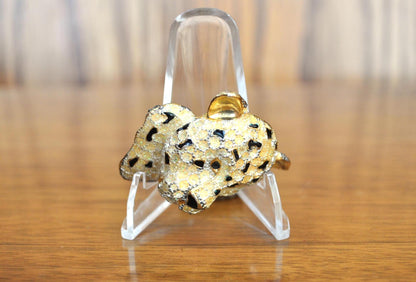 Rare Gold Black Enamel Leopard Brooch Pin - Leopard/Tiger Pin - Gold Black Enamel Tiger Pin
