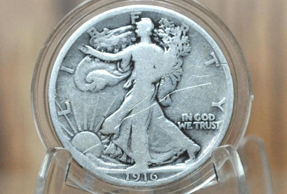1916 Walking Liberty Silver Half Dollar - G (Good) - Key Date - Philadelphia Mint - 1916P WLH - Half Dollar 1916 Liberty Walking Half