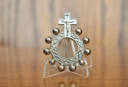 Rare Jesus Crucifixion Cross Rosary Ring - Catholic Miraculous Ring - Religious Medal