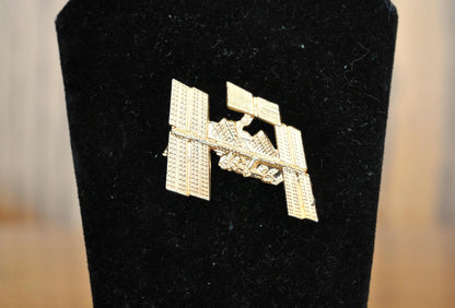 Awesome International Space Station Gold Tone Lapel Pin - Vintage Replica Pin - Vintage ISS NASA Lapel Pin