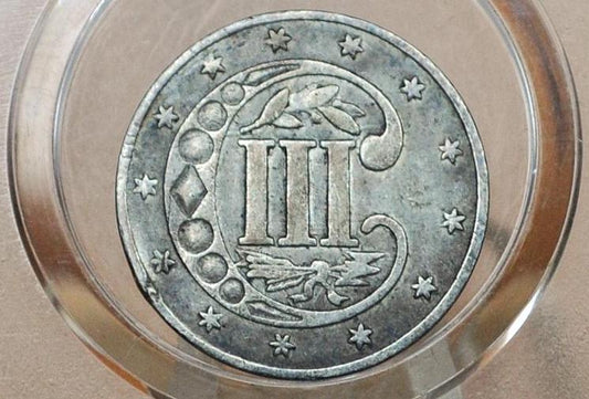 1854 Three Cent Silver US Coin, Rarer Date - XF45 - 1854 3 Cent Trimes Silver 3 Cent Pieces - Great Collection Coin