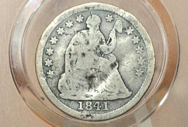 1841 Half Dime - Damaged - 1841 Seated Liberty Half Dime - Early American Coin - 1841 Silver Half Dime Liberty Seated