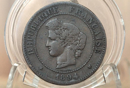 1894 French 5 Centimes Ceres Coin - Great Condition - 5 Centimes 1894A, Only 2 Million made!