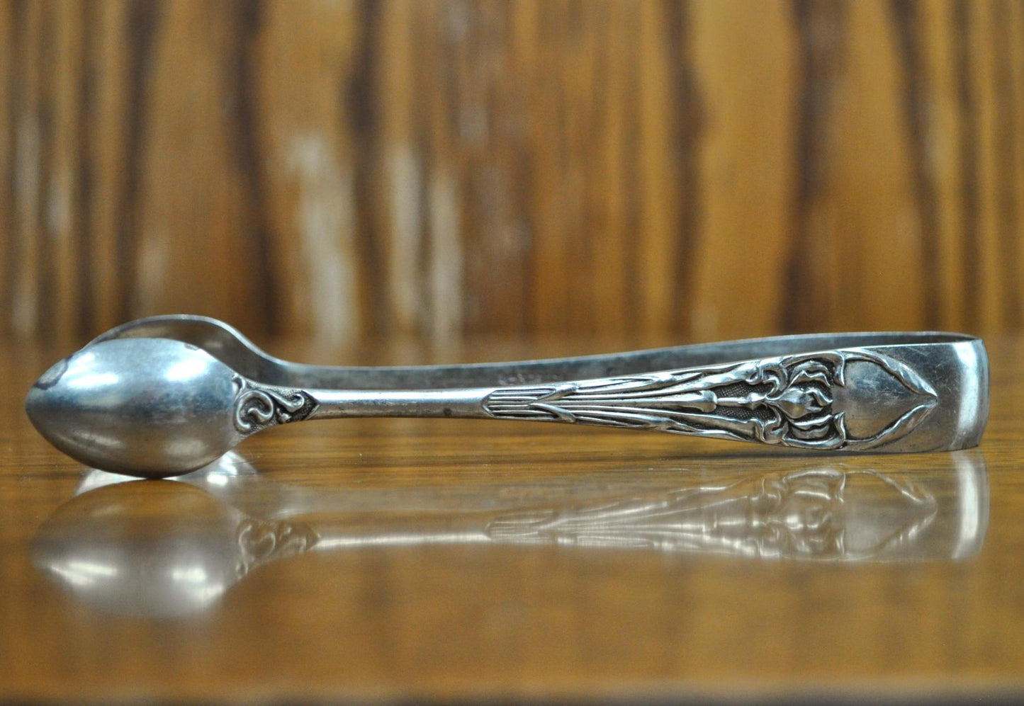 Vintage EPNS Silver Plated Floral Design Victorian Sugar Tongs - Antique Victorian Spoon Shaped Electroplated Floral Sugar Tongs