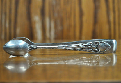 Vintage EPNS Silver Plated Floral Design Victorian Sugar Tongs - Antique Victorian Spoon Shaped Electroplated Floral Sugar Tongs