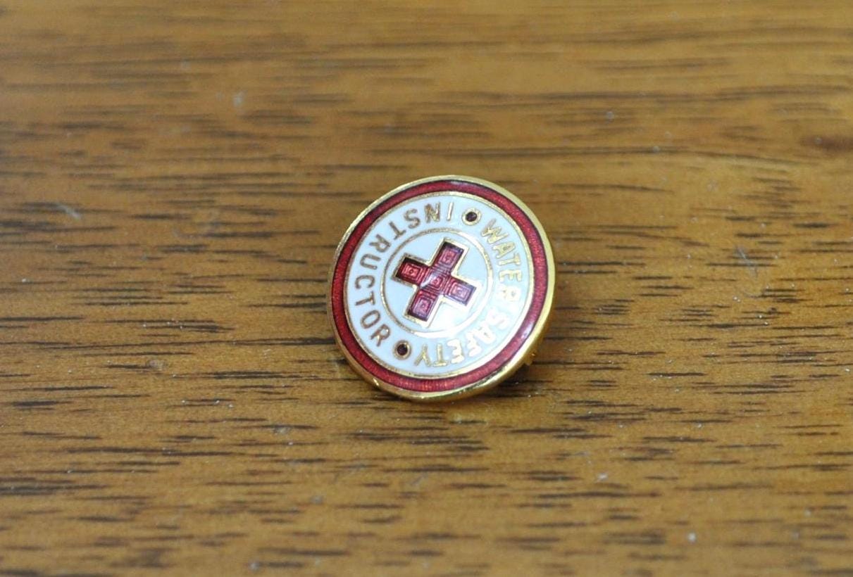 Amazing Red Cross Water Safety Instructor Pin - Collectible American Red Cross Pin Water Safety Instructor - American Red Cross Antique