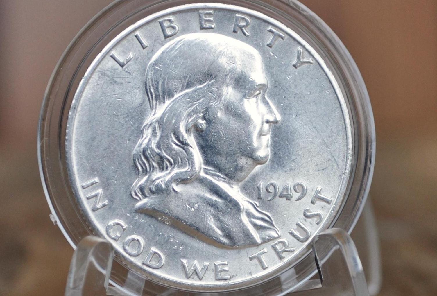 1949-S Franklin Half Dollar - F-AU (Fine to About Unc.) Choose by Grade - 1949S Ben Franklin Silver Half Dollar 1949 S - San Francisco Mint