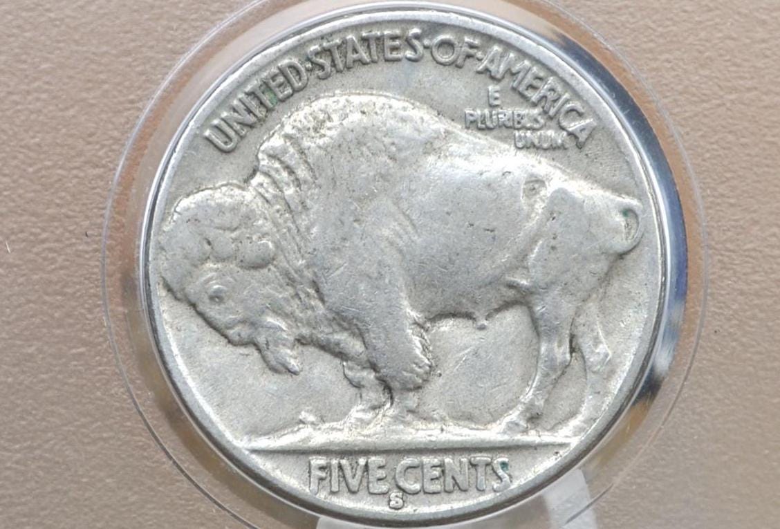1929-S Buffalo Nickel - Choose by Grade / Condition - Clear Date - San Francisco Mint - 1929 S Nickel - Vintage US Coin
