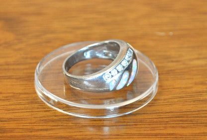 Beautiful 925 Sterling Silver AK and Fiery Opal CZ Statement Ring - Size 6 - Sterling Silver Fiery Opal AK Ring